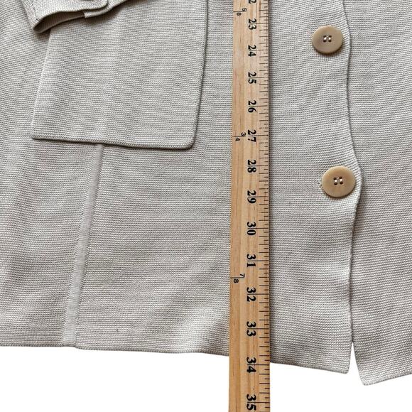 Eileen Fisher Silk Cotton Long Button Front Stand Collar Cardigan Large Bone Tan - Picture 5 of 7